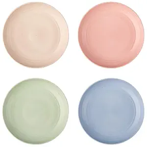 Home irida naturals planet friendly dinner plates set lightweight & unbreakable microwave safe serving plates for hot & cold servings, 10 inch pack of 4 (multicolor)